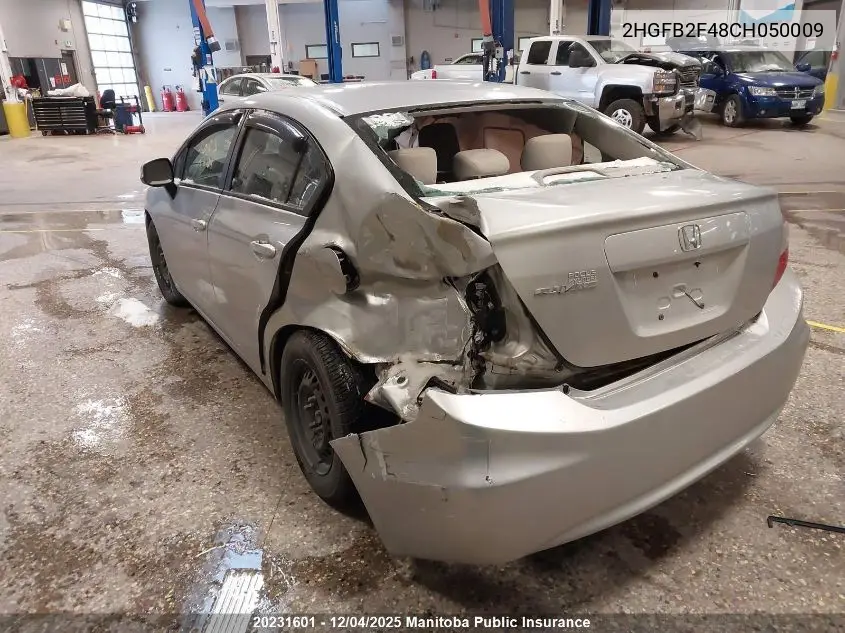 2HGFB2F48CH050009 2012 Honda Civic Lx