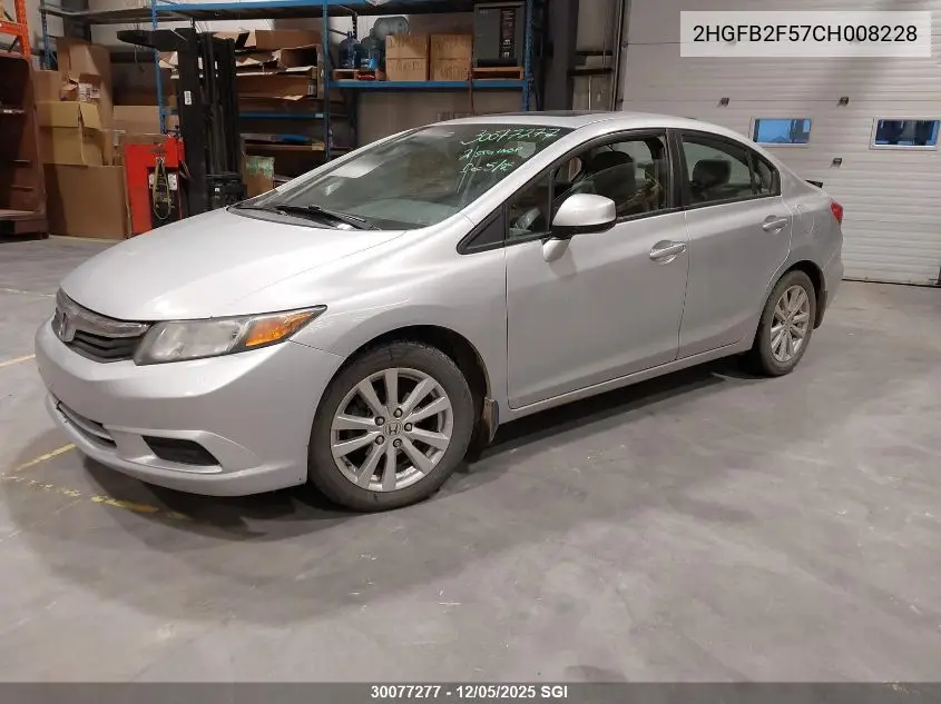 2HGFB2F57CH008228 2012 Honda Civic Lx