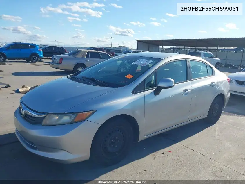 2HGFB2F55CH599031 2012 Honda Civic Lx