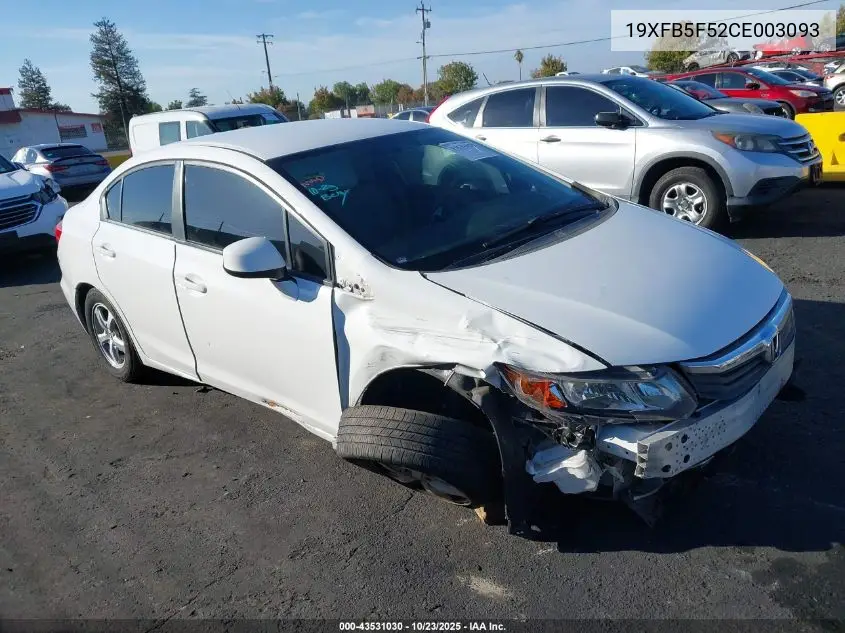 19XFB5F52CE003093 2012 Honda Civic Natural Gas
