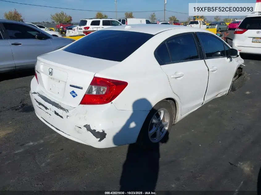 19XFB5F52CE003093 2012 Honda Civic Natural Gas