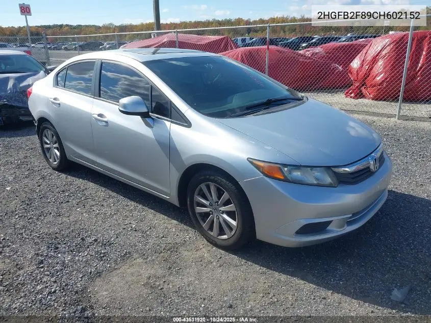 2HGFB2F89CH602152 2012 Honda Civic Ex