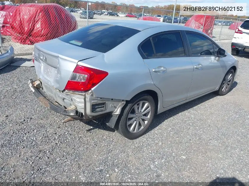 2HGFB2F89CH602152 2012 Honda Civic Ex