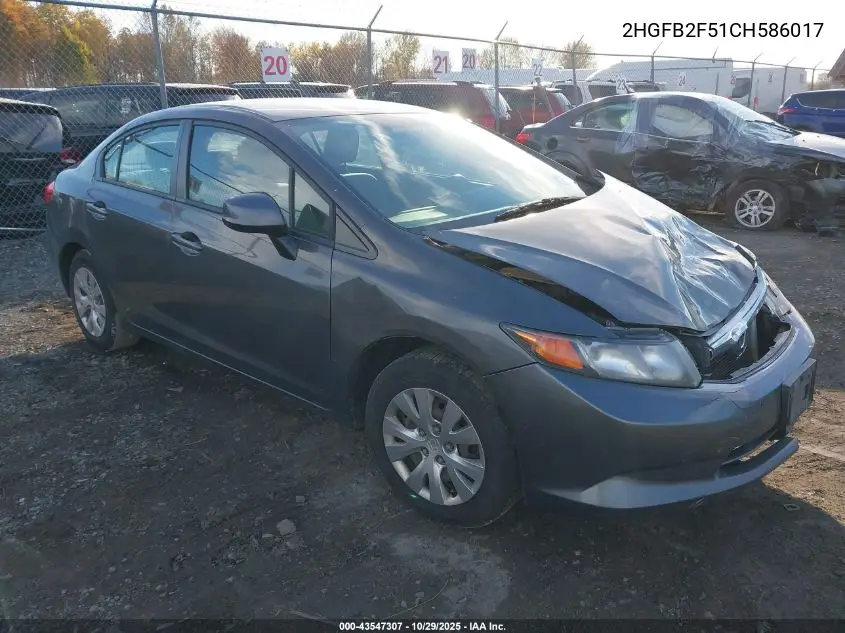 2HGFB2F51CH586017 2012 Honda Civic Lx