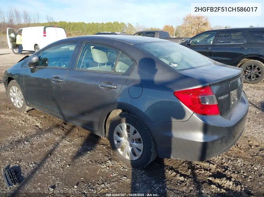 2HGFB2F51CH586017 2012 Honda Civic Lx