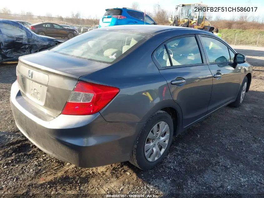 2HGFB2F51CH586017 2012 Honda Civic Lx