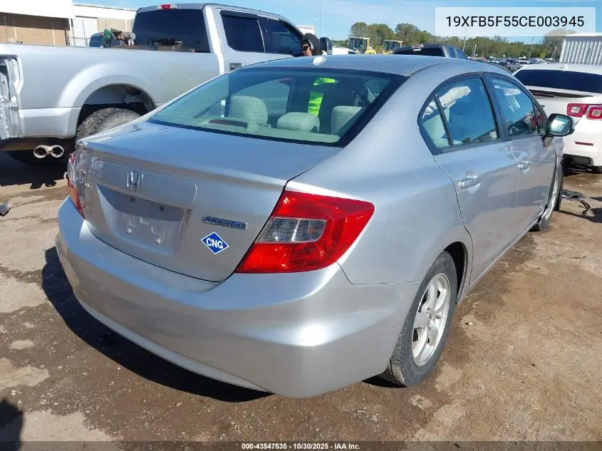 19XFB5F55CE003945 2012 Honda Civic Natural Gas