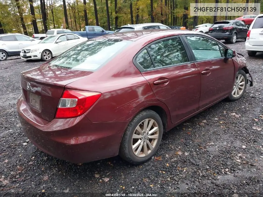2HGFB2F81CH509139 2012 Honda Civic Ex