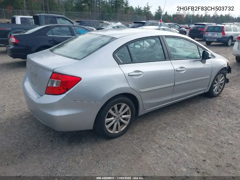 2HGFB2F83CH503732 2012 Honda Civic Ex