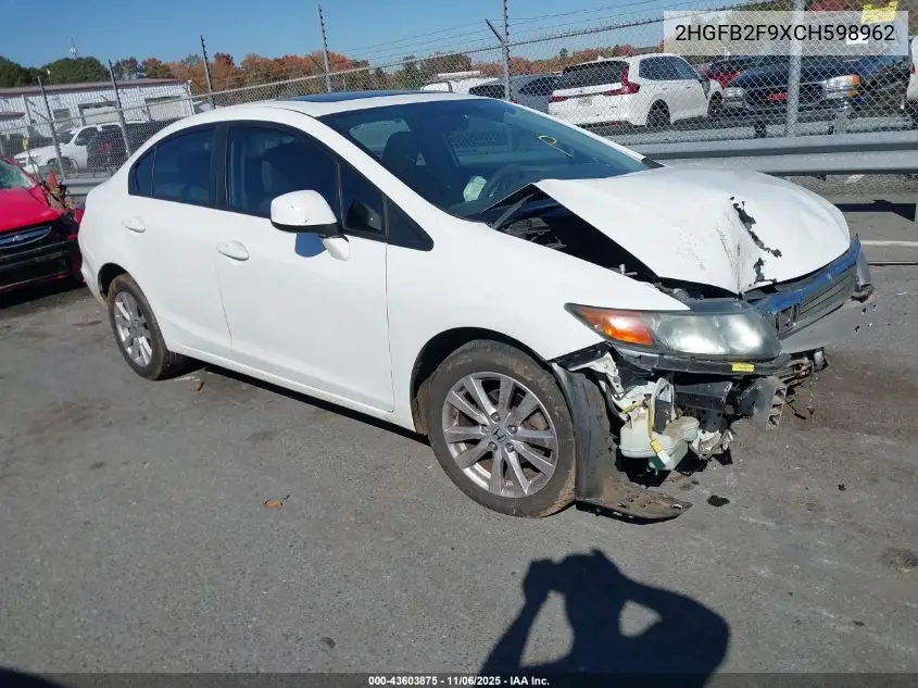 2HGFB2F9XCH598962 2012 Honda Civic Ex-L