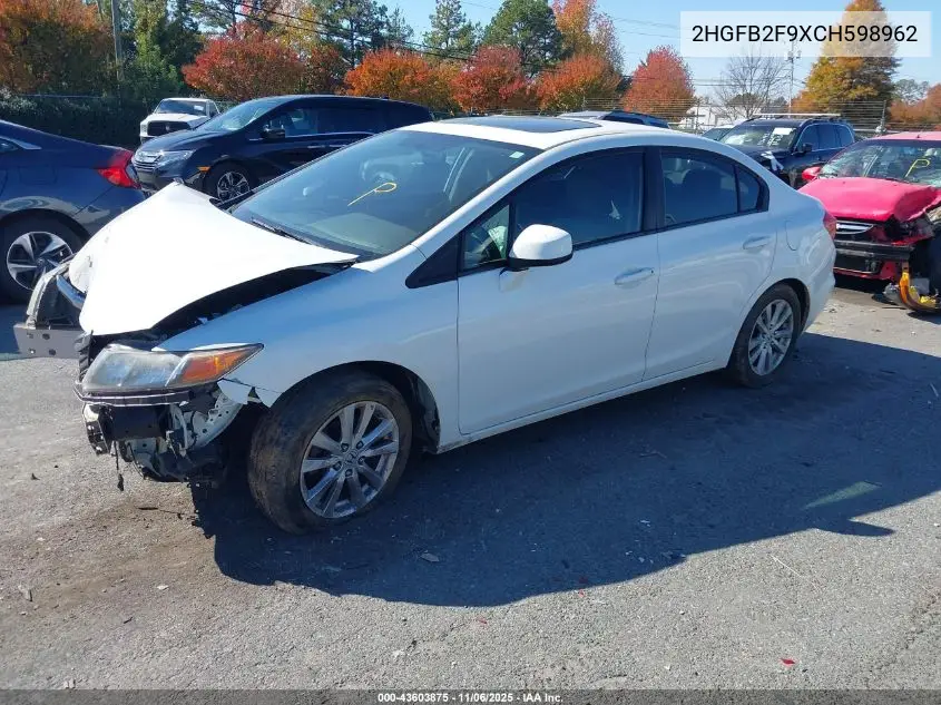 2HGFB2F9XCH598962 2012 Honda Civic Ex-L