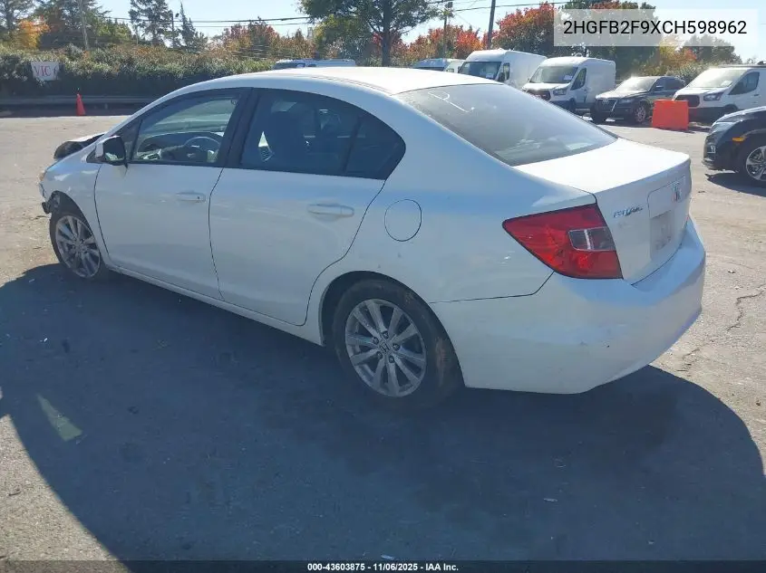 2HGFB2F9XCH598962 2012 Honda Civic Ex-L