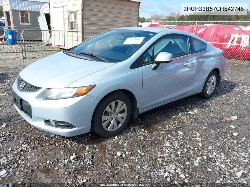 2HGFG3B57CH542746 2012 Honda Civic Lx