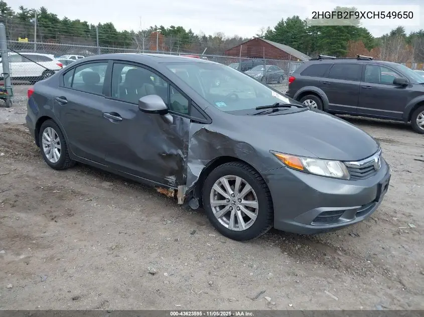 2HGFB2F9XCH549650 2012 Honda Civic Ex-L