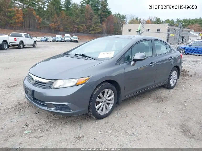 2HGFB2F9XCH549650 2012 Honda Civic Ex-L