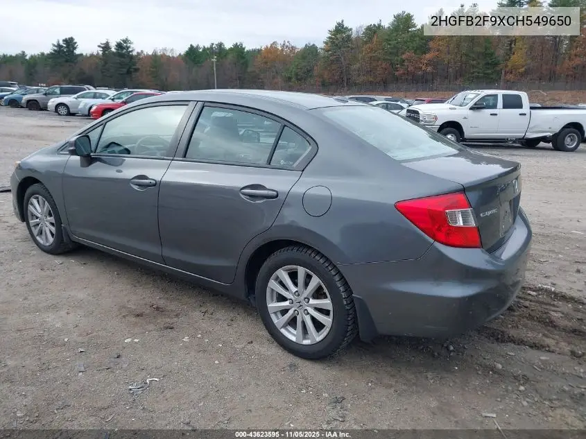 2HGFB2F9XCH549650 2012 Honda Civic Ex-L