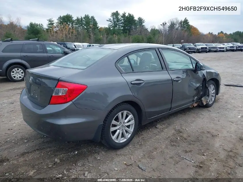 2HGFB2F9XCH549650 2012 Honda Civic Ex-L