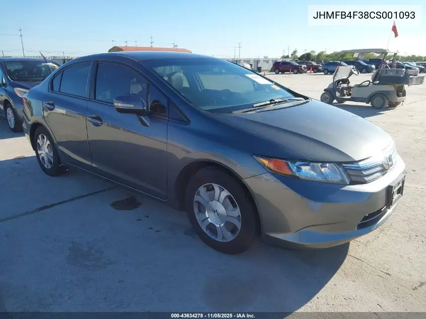 JHMFB4F38CS001093 2012 Honda Civic Hybrid