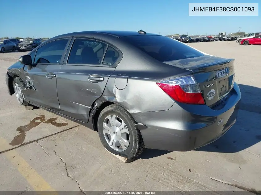 JHMFB4F38CS001093 2012 Honda Civic Hybrid