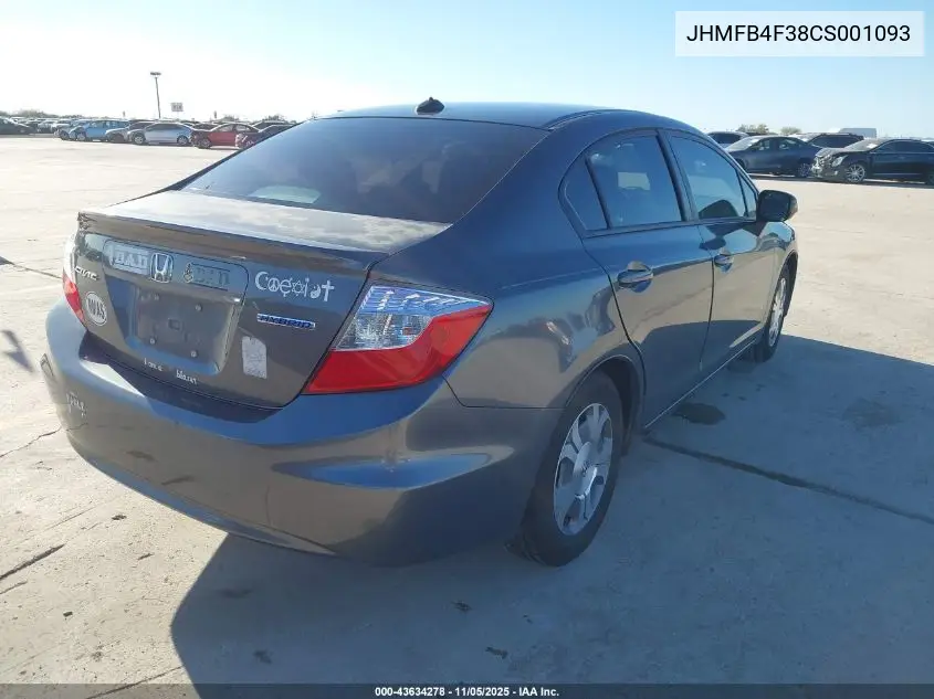 JHMFB4F38CS001093 2012 Honda Civic Hybrid