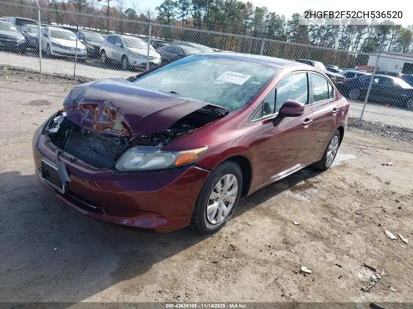 2HGFB2F52CH536520 2012 Honda Civic Lx
