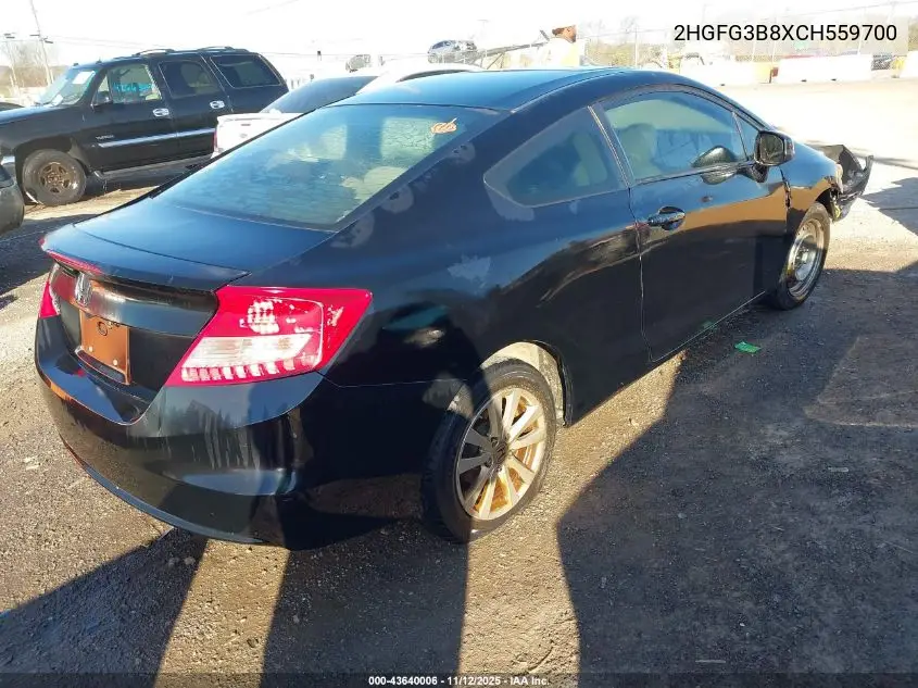 2HGFG3B8XCH559700 2012 Honda Civic Ex