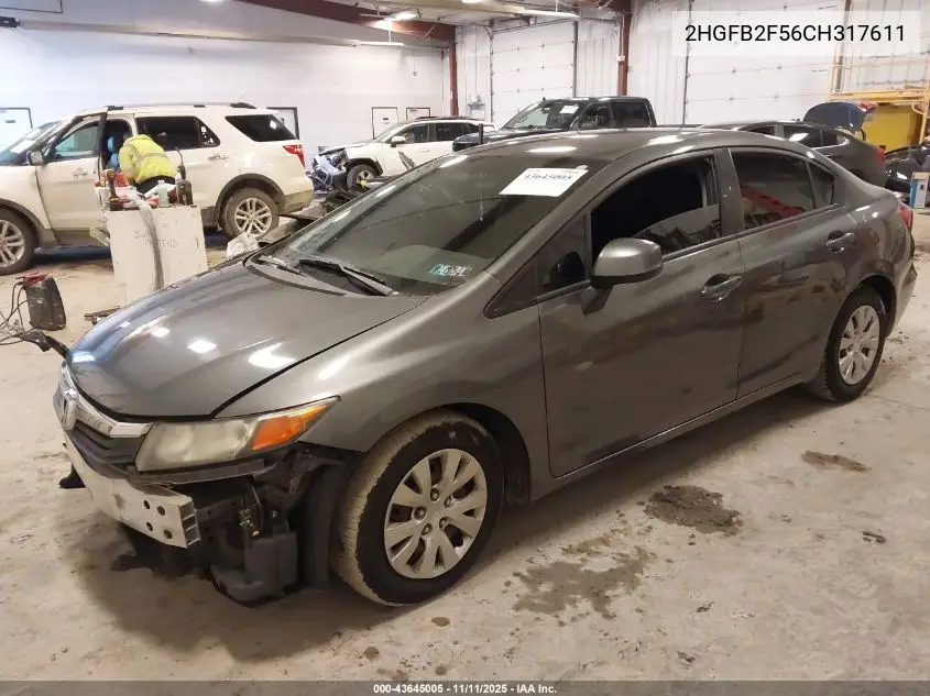 2HGFB2F56CH317611 2012 Honda Civic Lx