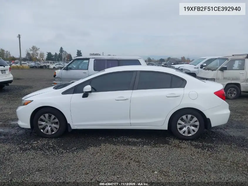 19XFB2F51CE392940 2012 Honda Civic Lx