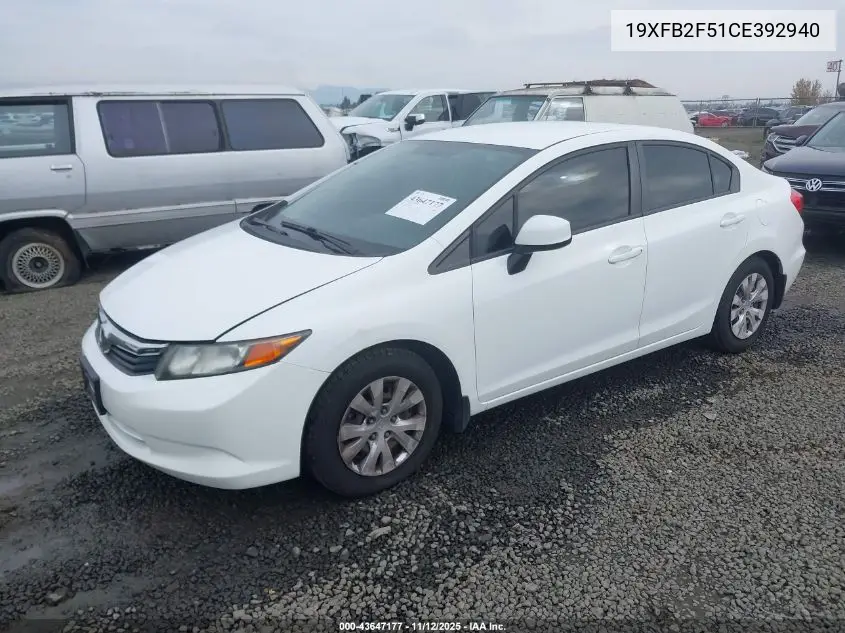 19XFB2F51CE392940 2012 Honda Civic Lx