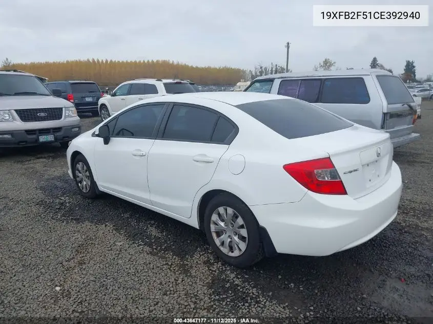 19XFB2F51CE392940 2012 Honda Civic Lx