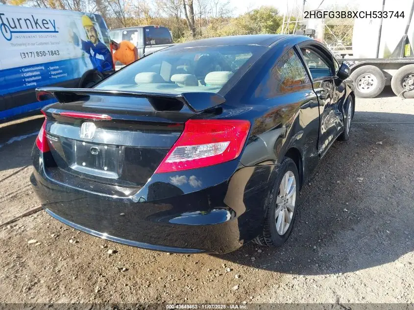 2HGFG3B8XCH533744 2012 Honda Civic Ex