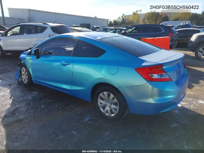 2HGFG3B55CH560422 2012 Honda Civic Lx