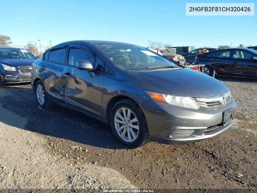 2HGFB2F81CH320426 2012 Honda Civic Ex