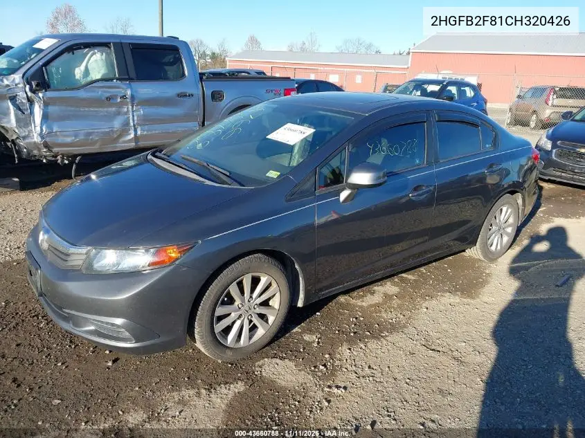 2HGFB2F81CH320426 2012 Honda Civic Ex