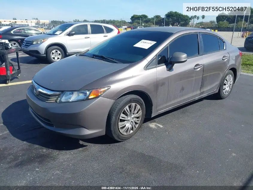 2HGFB2F55CH520487 2012 Honda Civic Lx