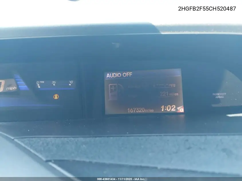 2HGFB2F55CH520487 2012 Honda Civic Lx