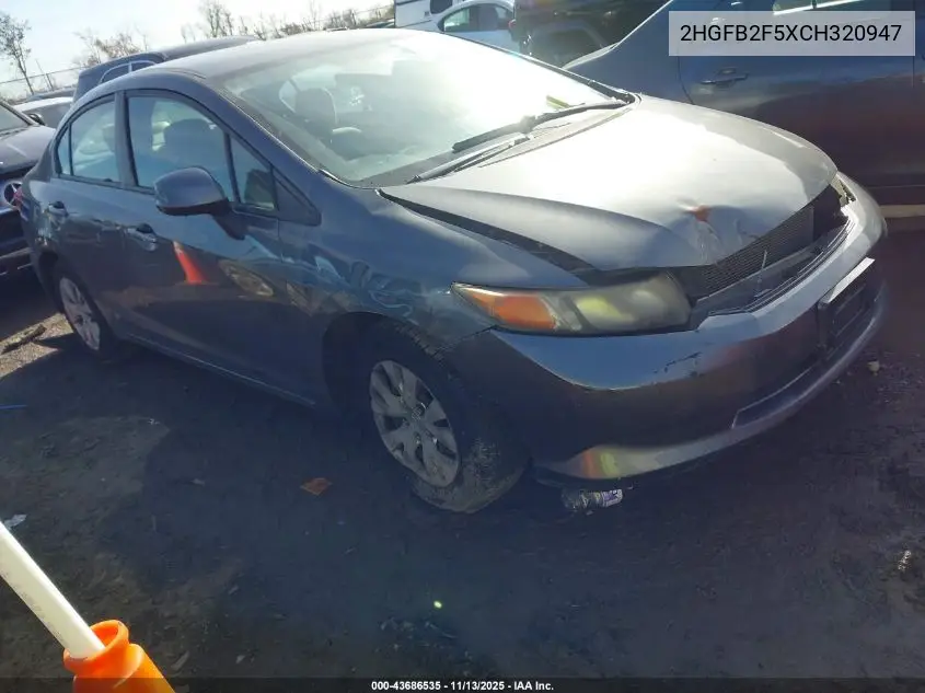 2HGFB2F5XCH320947 2012 Honda Civic Lx