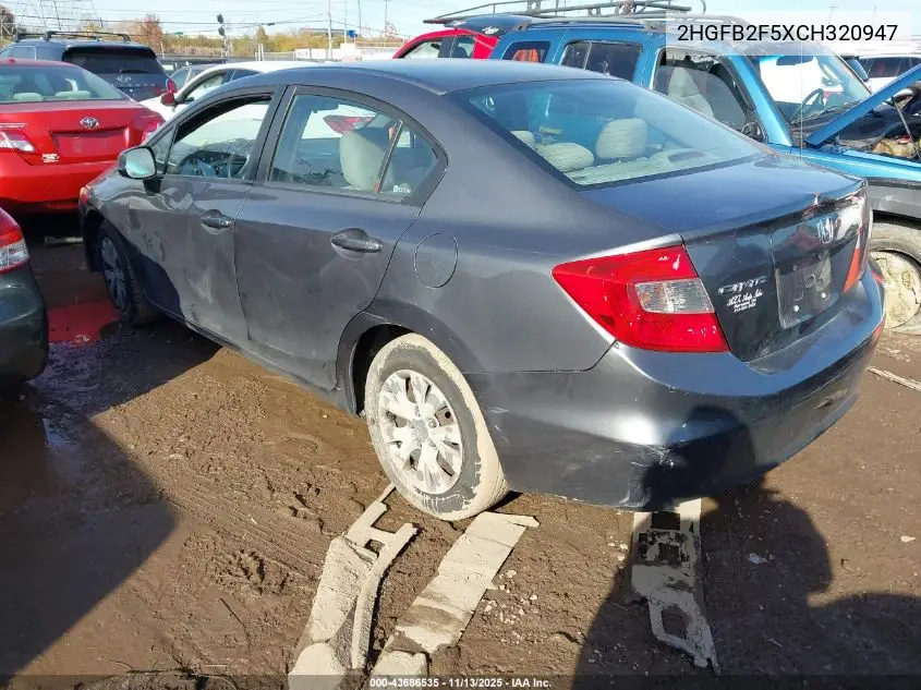2HGFB2F5XCH320947 2012 Honda Civic Lx