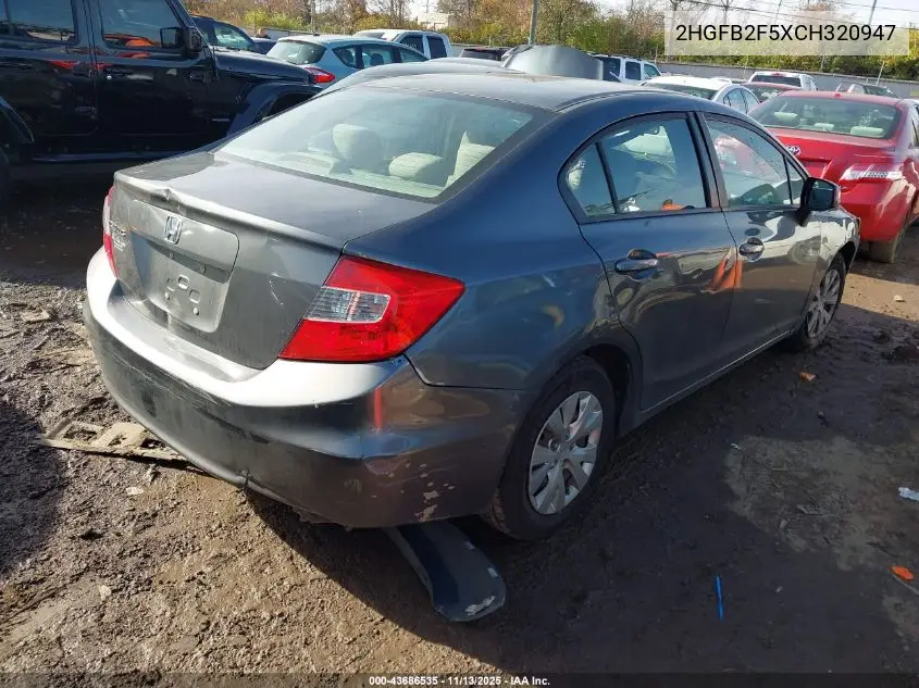 2HGFB2F5XCH320947 2012 Honda Civic Lx