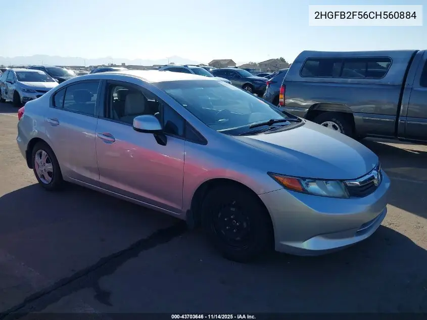 2HGFB2F56CH560884 2012 Honda Civic Lx
