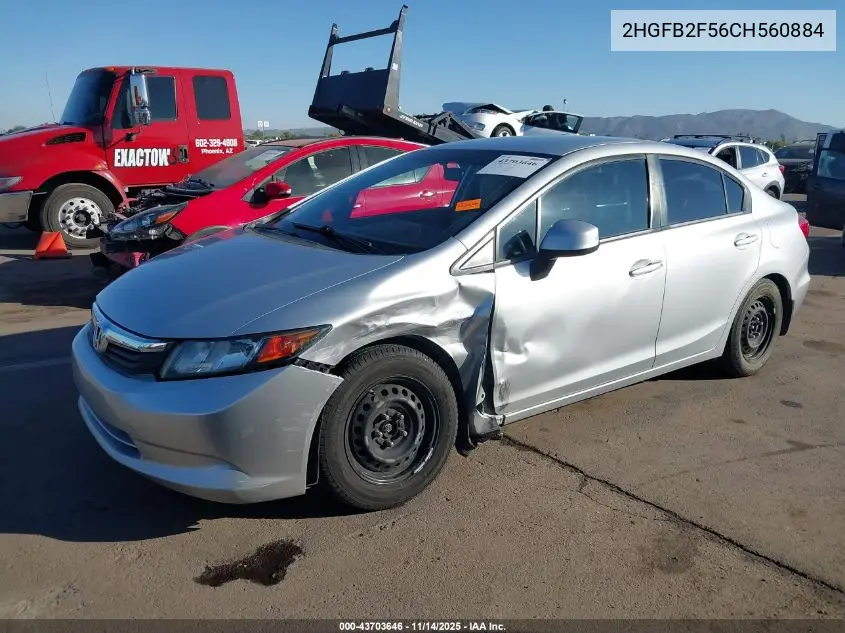 2HGFB2F56CH560884 2012 Honda Civic Lx