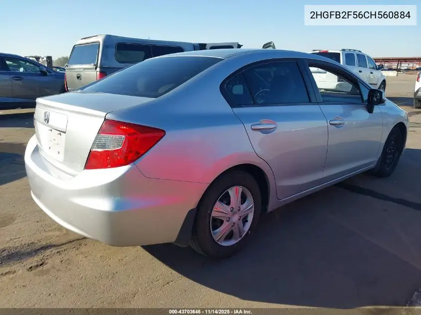 2HGFB2F56CH560884 2012 Honda Civic Lx