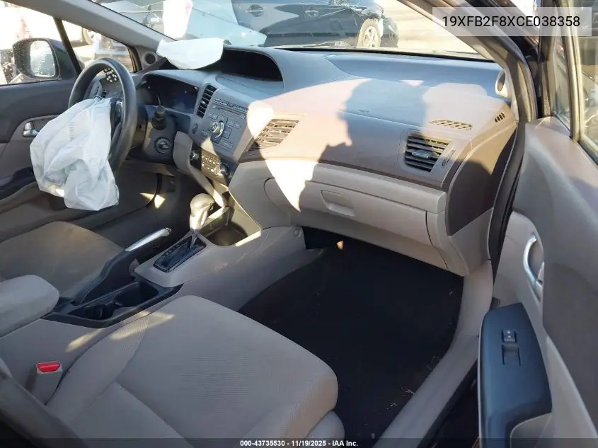 19XFB2F8XCE038358 2012 Honda Civic Ex