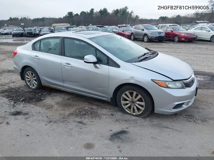 2HGFB2F81CH599005 2012 Honda Civic Ex