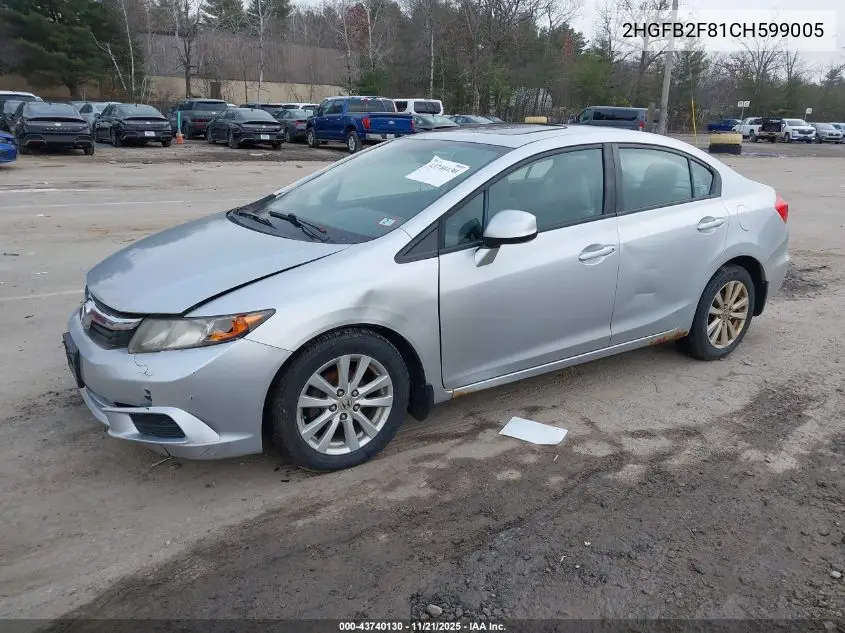 2HGFB2F81CH599005 2012 Honda Civic Ex