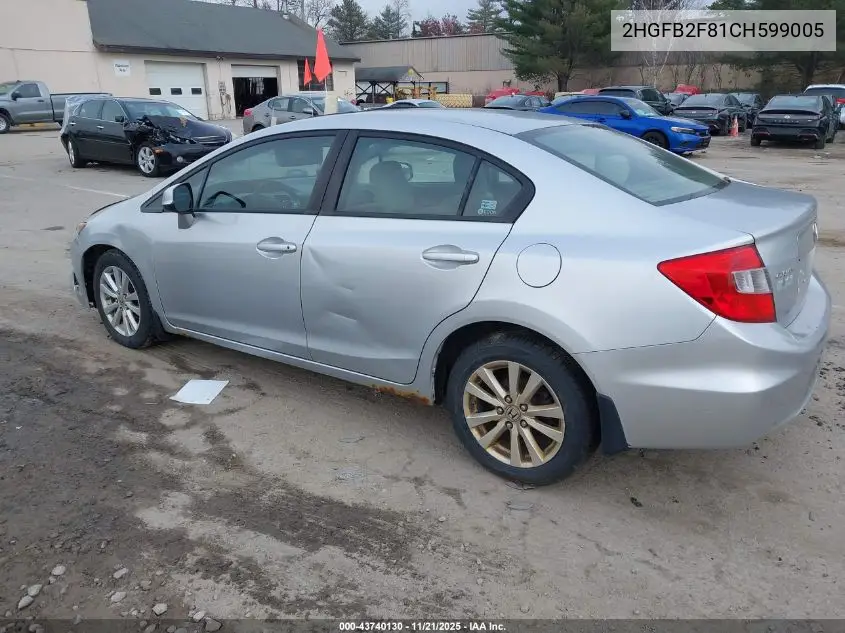 2HGFB2F81CH599005 2012 Honda Civic Ex