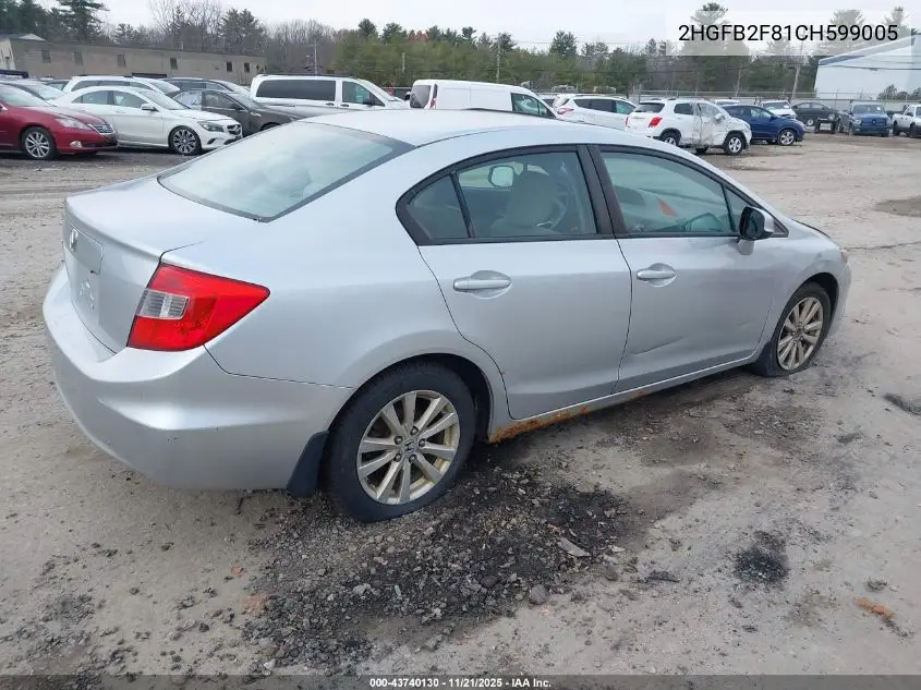 2HGFB2F81CH599005 2012 Honda Civic Ex