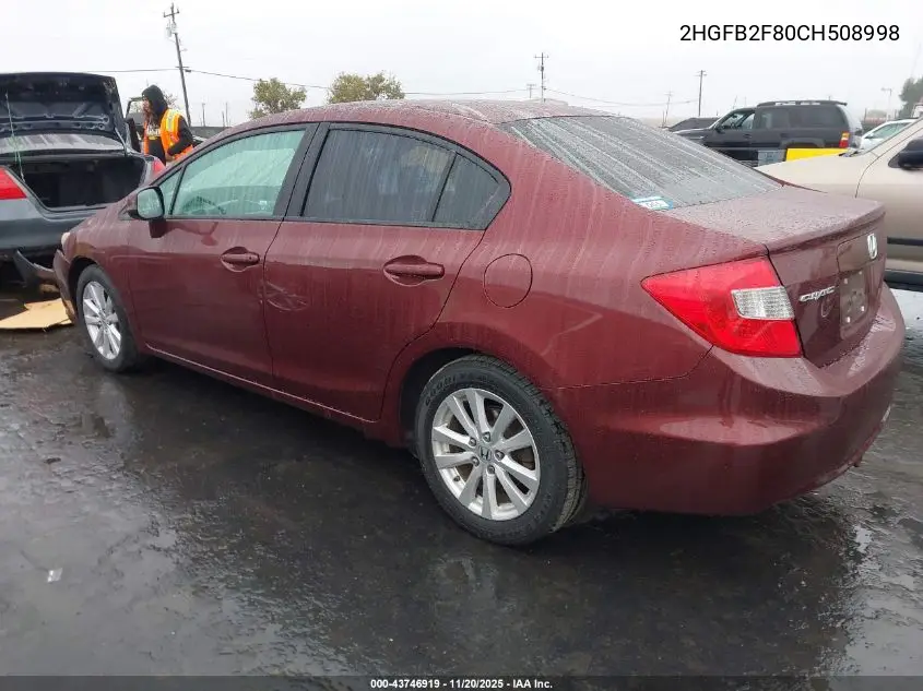2HGFB2F80CH508998 2012 Honda Civic Ex