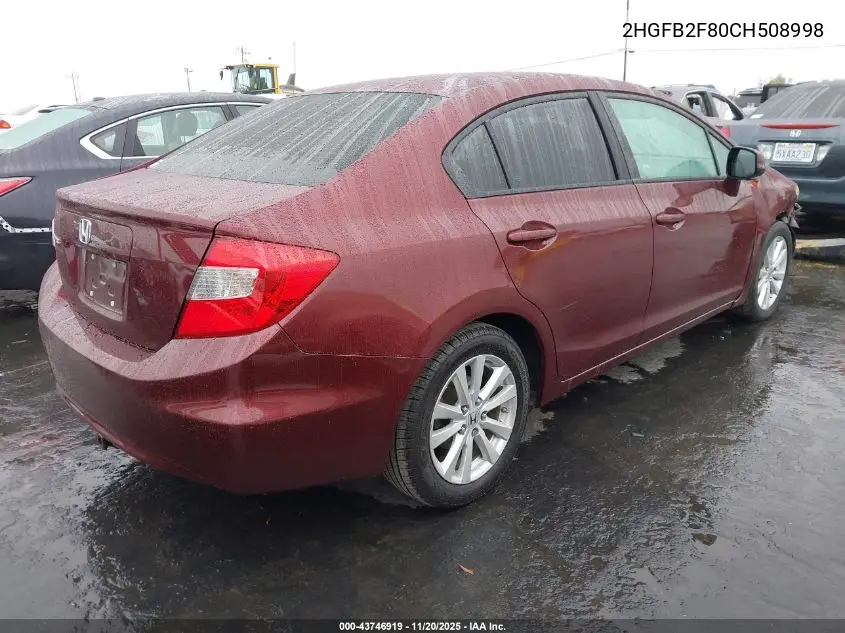 2HGFB2F80CH508998 2012 Honda Civic Ex