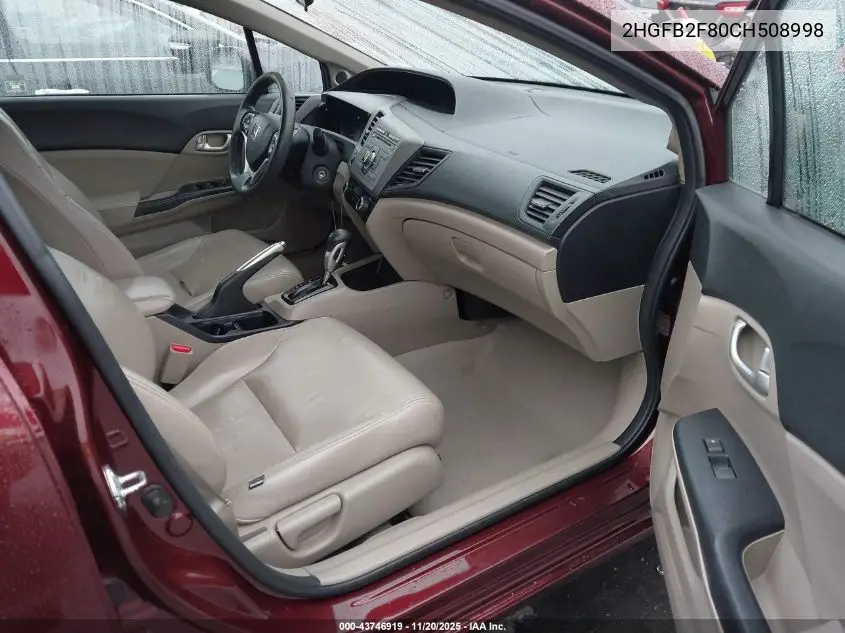 2HGFB2F80CH508998 2012 Honda Civic Ex